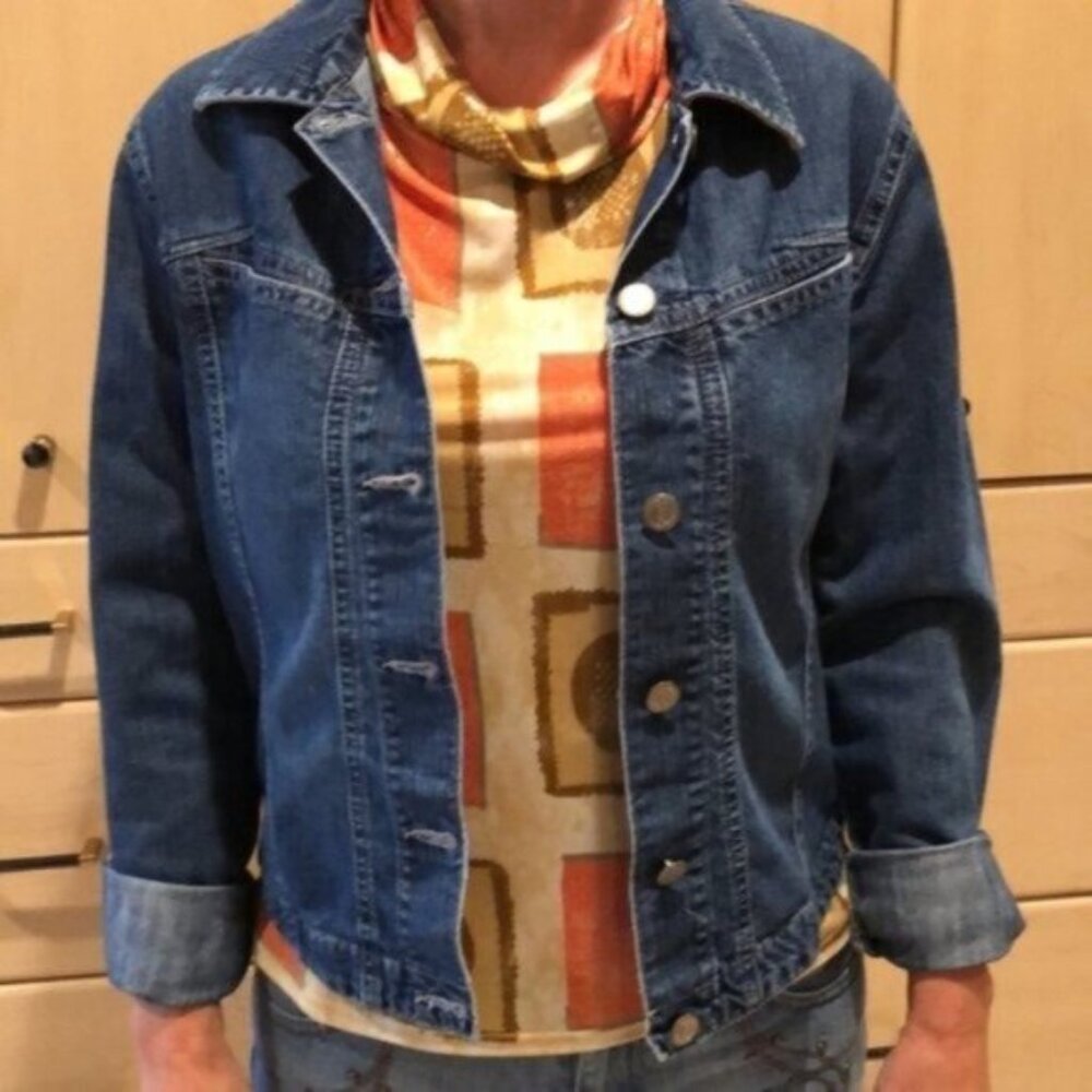 Sleeveless Geometric Print Cowl Neck Top - Orange/Gold - Picture 12 of 13